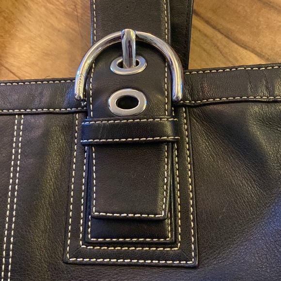 Coach large black leather shoulder bag tote - Picture 10 of 13